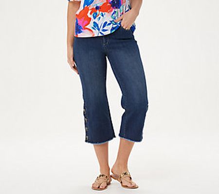 As Is Susan Graver Petite High Stretch Denim Crop Jeans