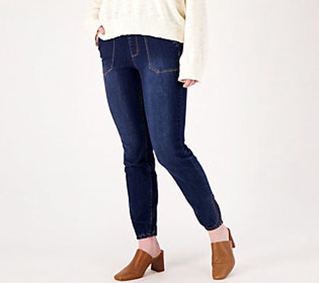 As Is Susan Graver Petite Stretch Denim Pull On Jogger