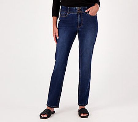 As Is Susan Graver Petite Stretch Denim Straight Jean