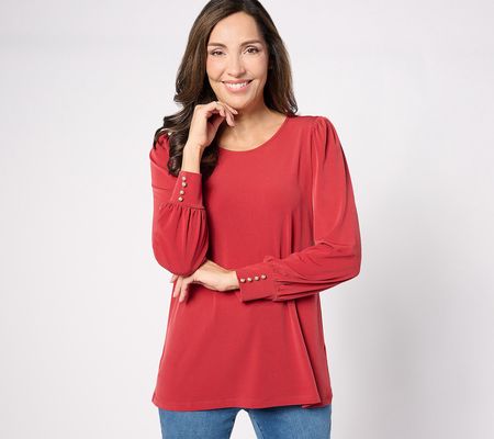 As Is Susan Graver Reg Liquid Knit Blouson Sleeve Tunic