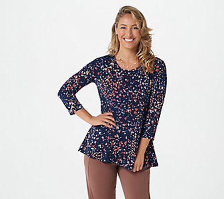 As Is Susan Graver Regular Printed LiquidKnit Tunic