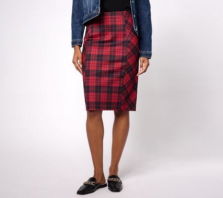 As Is Susan Graver Regular Printed Ponte Knit Pencil Skirt