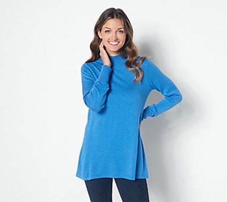 As Is Susan Graver Regular Tunic Sweaterw/Button Detail
