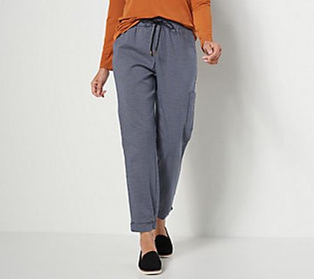 As Is Susan Graver Regular Yarn-Dyed Woven Pull-On Joggers