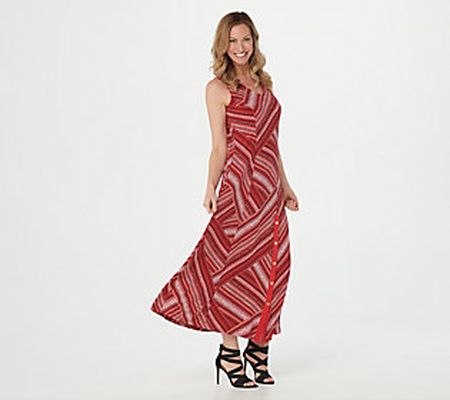 As Is Susan Graver Solid or Printed Liquid Knit Maxi Dress