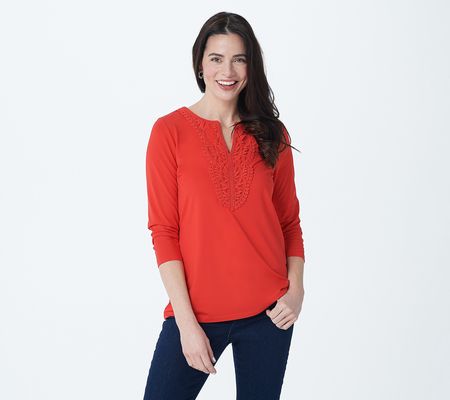 As Is Susan Graver Weekend Cool Touch Knit3/4 Sleeve Top