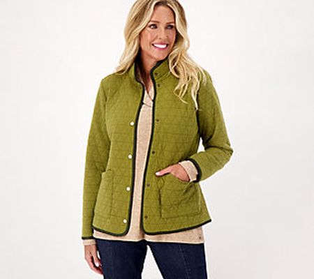 As Is Susan Graver Weekend Quilted Knit Snap Front Jacket