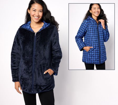 As Is Susan Graver Weekend Reversible Quilted Fleece Jacket