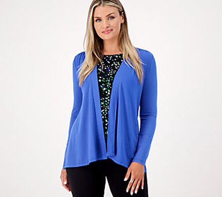 As Is SusanGraver Lifestyle Reg Spa Knit Open Front Cardigan