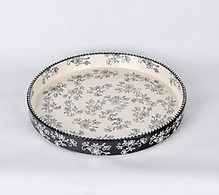 As Is Temp-tations Floral Lace 14" Deep Dish Serving Tray