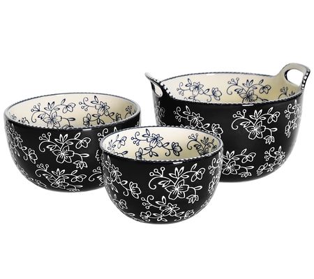 As Is  Temp-tations Floral Lace Set of 3 Nesting Bowls