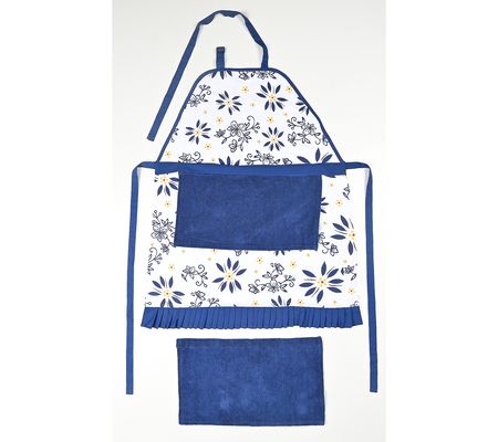 As Is Temp-tations Printed Apron w/ Removable Towel & Extra