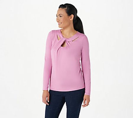 As Is The Muses Closet Yummy Knit Top w/ Twist Neck