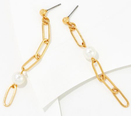 As Is True Lovelies Glass Pearl Linear Chain Earrings