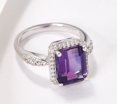 As Is Uruguayan Amethyst & White Zircon Sterling Ring