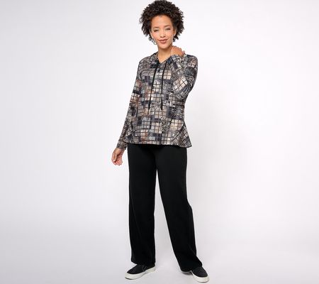 As Is Women with Control Petite Wide Leg Pant & Hoodie Set