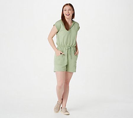 As Is zuda Z-Knit Hooded Zip Jumpsuit with Pockets