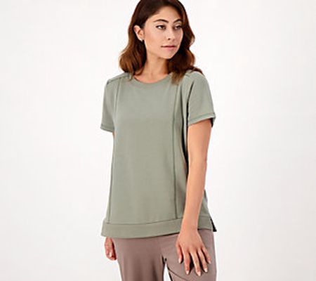 As Is zuda Z-Knit Short Sleeve Top with Front Seaming