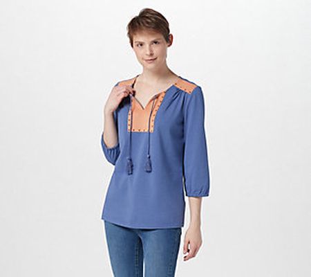 As IsHaute Hippie Tribe Tunic Top w/ Studded Suede Detail
