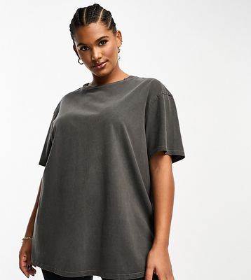 AS0S 4505 Curve Icon oversized cotton t-shirt with quick dry in washed charcoal-Gray