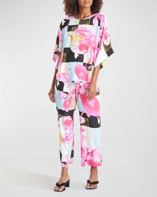 Asami Cropped Floral-Print Pajama Set