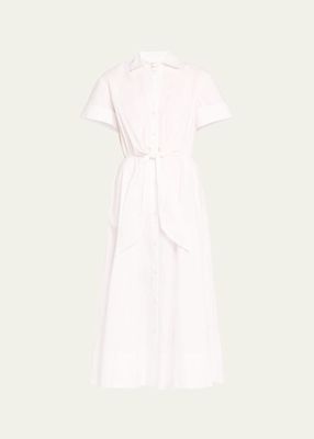 Asbury Self-Tie Waist Cotton Poplin Midi Dress