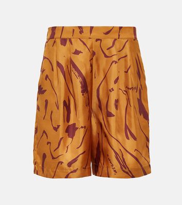 Asceno Carros printed silk twill shorts