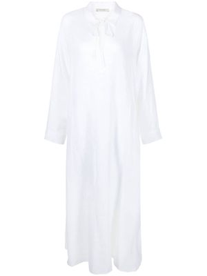 Asceno Lisbon linen maxi shirtdress - White