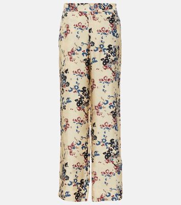 Asceno London floral wide-leg silk pants