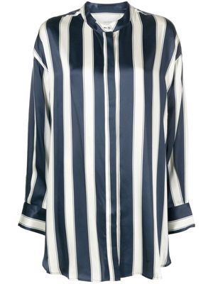 Asceno Mantera striped silk-satin shirt - Blue