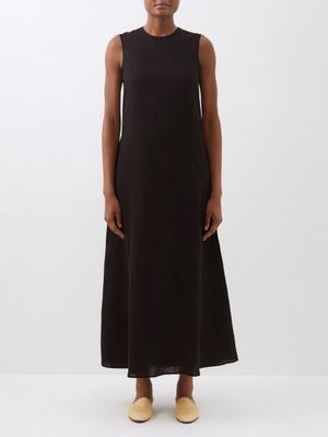 Asceno - Tallin Organic-linen Sleeveless Dress - Womens - Black