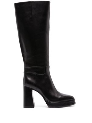 Ash 10mm block-heel leather boot - Black
