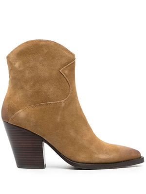 Ash 90mm zipped leather ankle boots - Brown