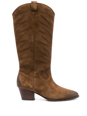 Ash block-heel pointed-toe boots - Brown