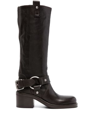 Ash buckle-detail leather knee-high boots - Brown
