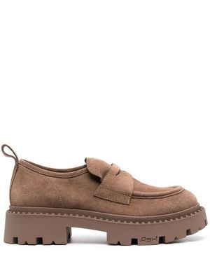 Ash chunky suede Penny loafers - Brown