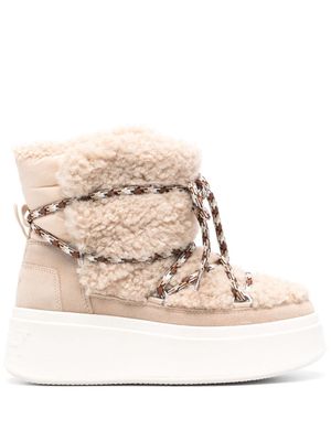 Ash faux-shearling lace-up boots - Neutrals