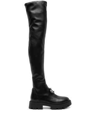 Ash knee-lenght metal ring boots - Black