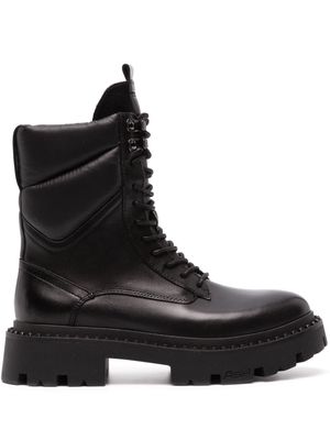 Ash lace-up combat leather boots - Black
