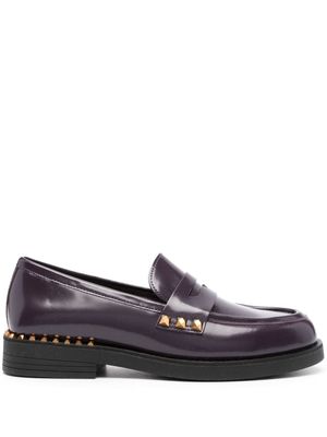 Ash Rockstud-detail leather loafers - Purple
