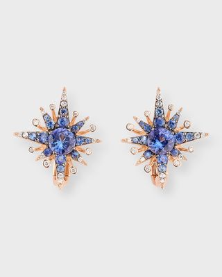 Asha 18K Rose Gold Sapphire and Diamond Stud Earrings