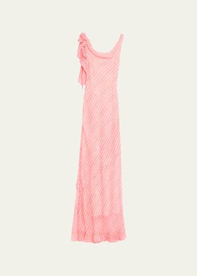 Asher-B Silk Frill Sleeveless Printed Dress