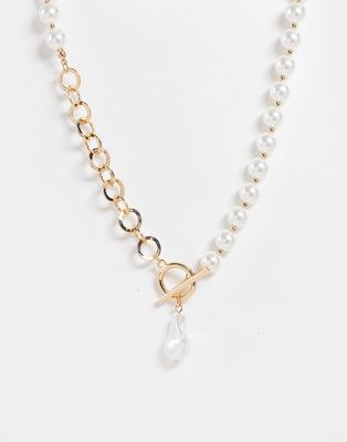 Ashiana chunky chain necklace with gold and pearl details