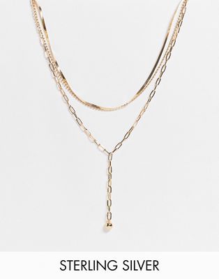 Ashiana layered necklace in gold with drop pendant