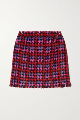 Ashish - Houndstooth Sequined Georgette Mini Skirt - Pink