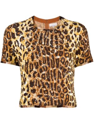 Ashish leopard-pattern sequined top - Brown
