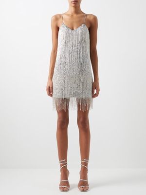 Ashish - Open-back Sequin-fringe Georgette Mini Dress - Womens - Silver