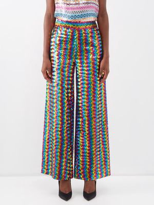 Ashish - Prism Sequinned Georgette Wide-leg Trousers - Womens - Multi