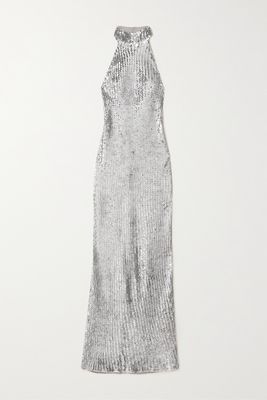 Ashish - Sequined Georgette Maxi Dress - Silver
