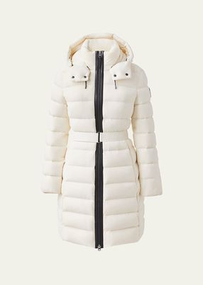 Ashley Down Puffer Coat with Velcro Belt